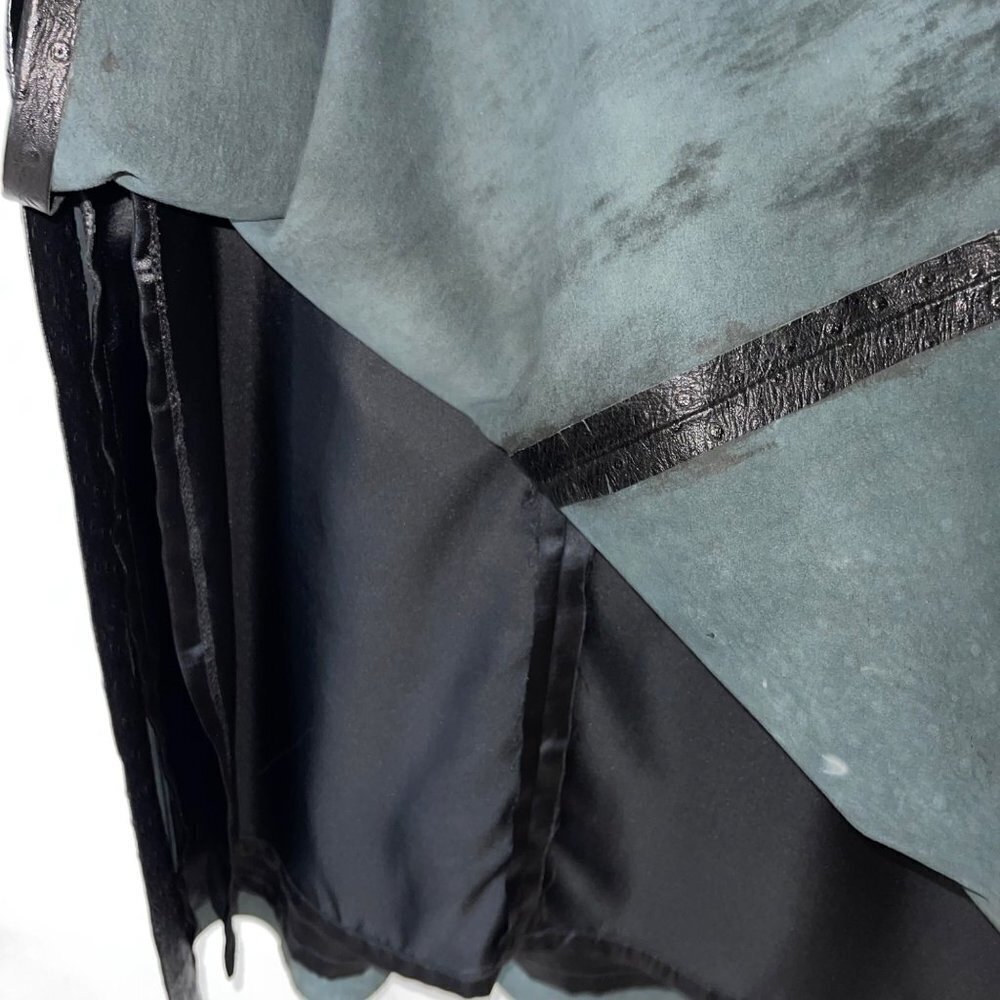 Womens A Line Skirt Size Large Black Vegan Leather Ostrich Embossed Side Slits - Picture 8 of 16